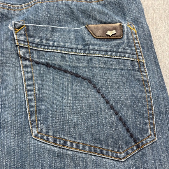 Fox Denim Duster Jeans Mens 31 Blue Y2K Racing VTG Grunge Relaxed Fit Bootcut - Picture 12 of 16
